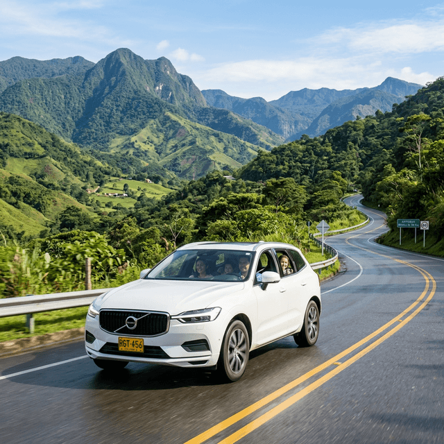 Vehículo seguro en paisaje colombiano